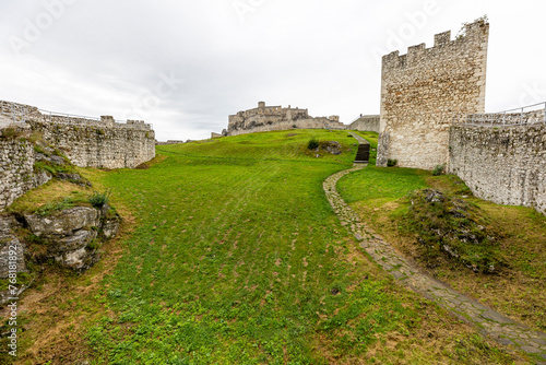 Zipser Burg, Spišský hrad, UNESCO World Heritage, View from Inside into panoramic surroundings