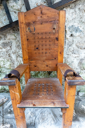 Historical Torture Chair at Spišský hrad UNESCO, Slovakia