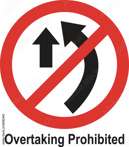 Overtaking prohibited road sign vector
