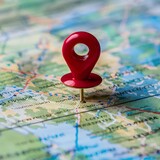 Destination pin marks spot on map, guiding future travel plans For Social Media Post Size