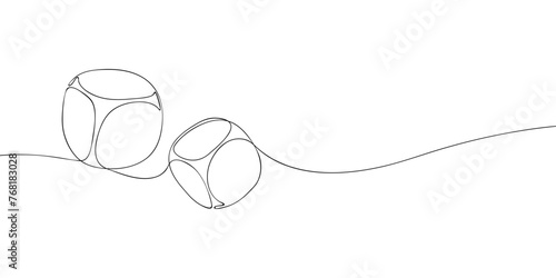 A single line drawing of a dices. Continuous line dice icon. One line icon. Vector illustration