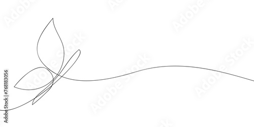 A single line drawing of a butterfly. Continuous line butterfly icon. One line icon. Vector illustration