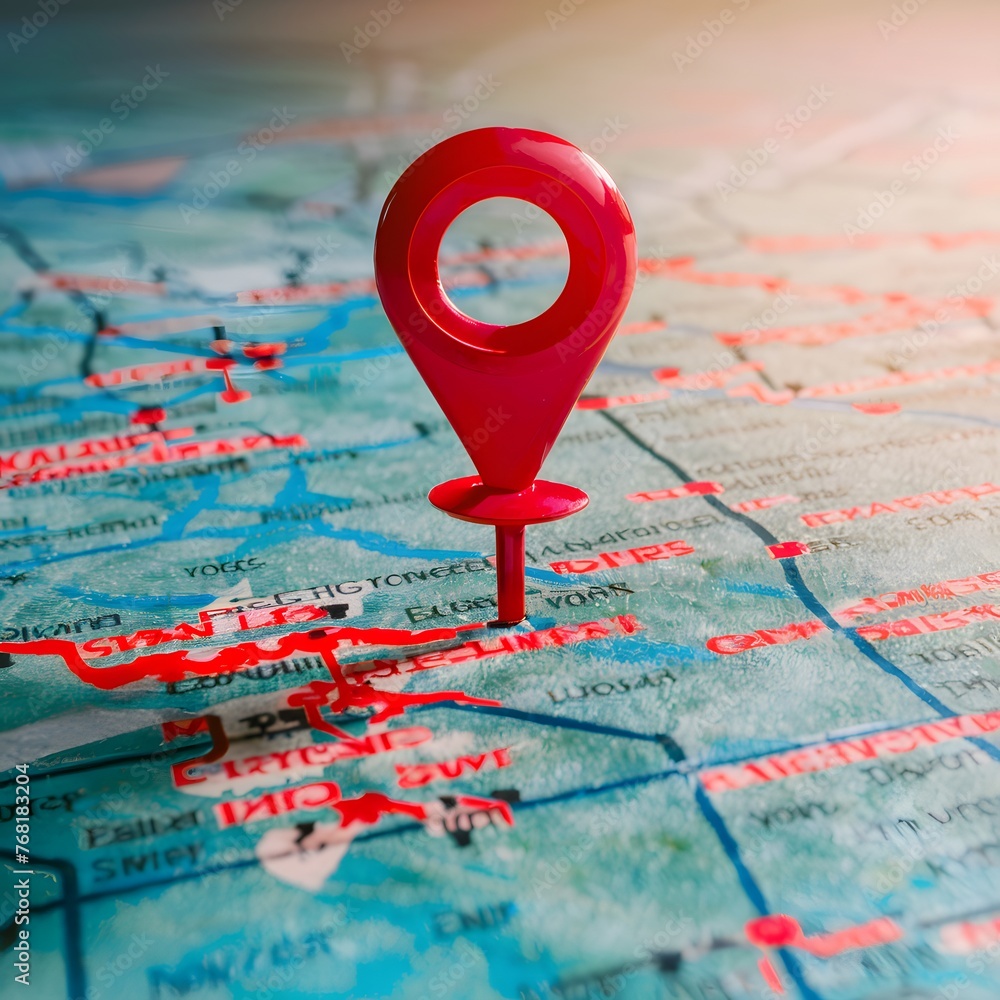 Image Red pin marks event day on map, journey begins For Social Media Post Size Image Red pin marks event day on map, journey begins For Social Media Post Size