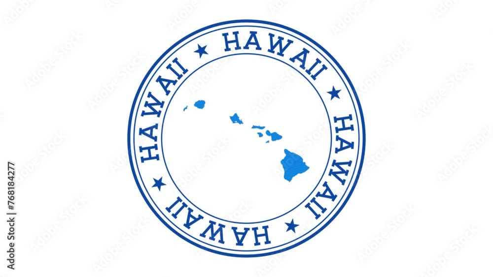 Hawaii intro. Badge with the circular name and map of island. Hawaii round logo animation. Hawaii intro. Badge with the circular name and map of island. Hawaii round logo animation.