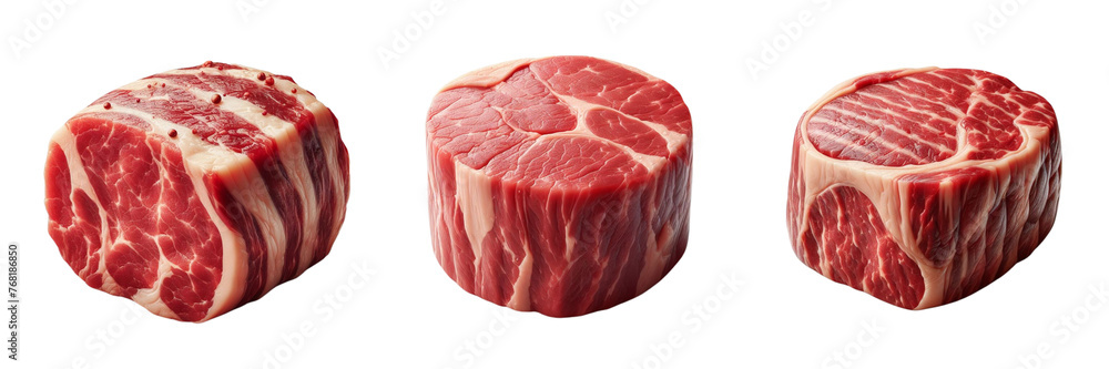 set of meat pieces isolated on transparent background set of meat pieces isolated on transparent background
