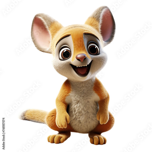 3d portrait cute baby kangaroo isolated on transparent background  generative ai