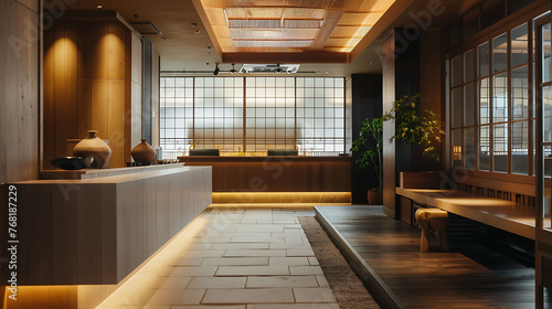 The image is of a traditional Japaneseæ—…é¤¨(ryokan) with a modern twist. Theæ—…é¤¨is located in a quiet area of Kyoto, and is surrounded by lush gardens.