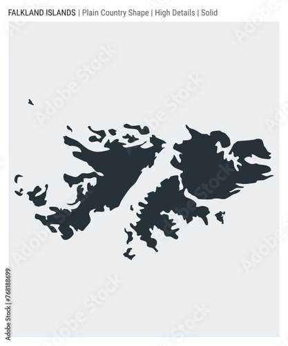 Falkland Islands plain country map. High Details. Solid style. Shape of Falklands. Vector illustration.