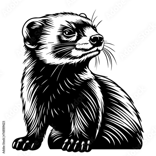 Black Ferret Illustration Vector Art 