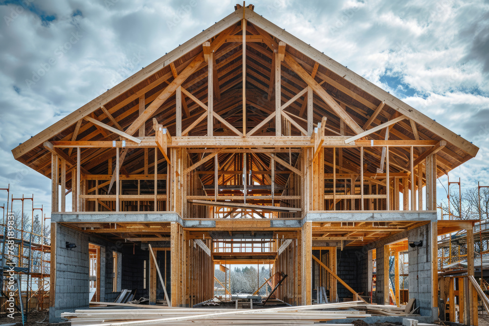 Construction of a wooden country house using frame technology Construction of a wooden country house using frame technology