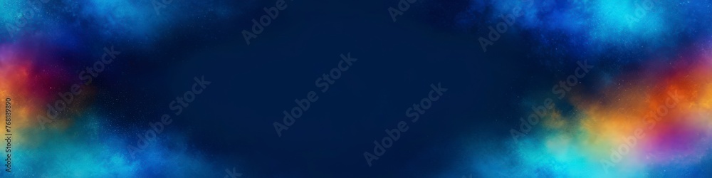 Fototapeta premium Abstract paint blurred frame template multicolored texture, grain, noise on dark background. Background for banner design, poster, website header, space for text.