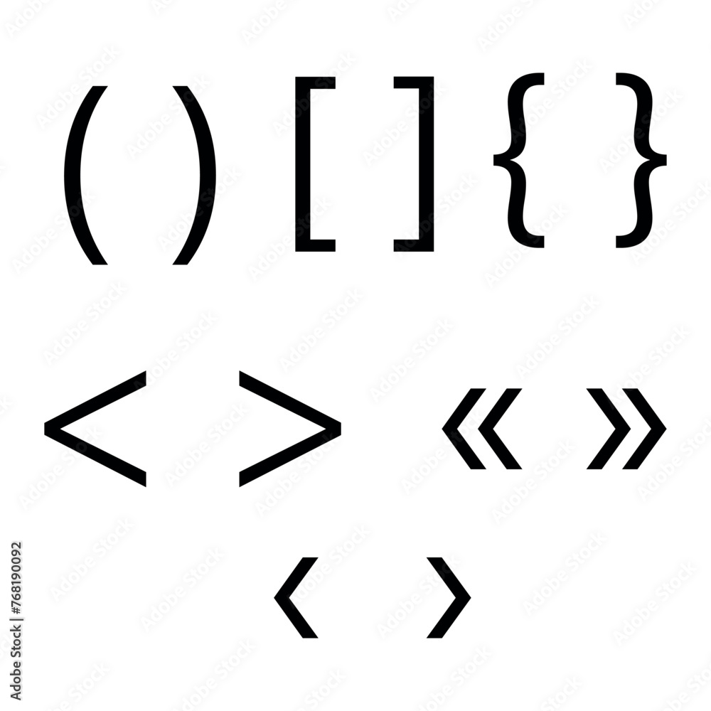 Types of brackets. Bracket Icons. Typography. Parenthesis in
