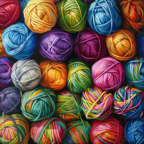 colorful yarn balls