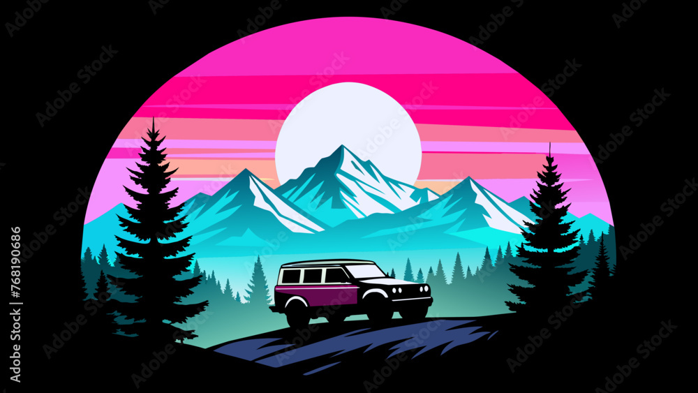 Epic Road trip Adventures: Mountain Travel Car T-Shirt Designs