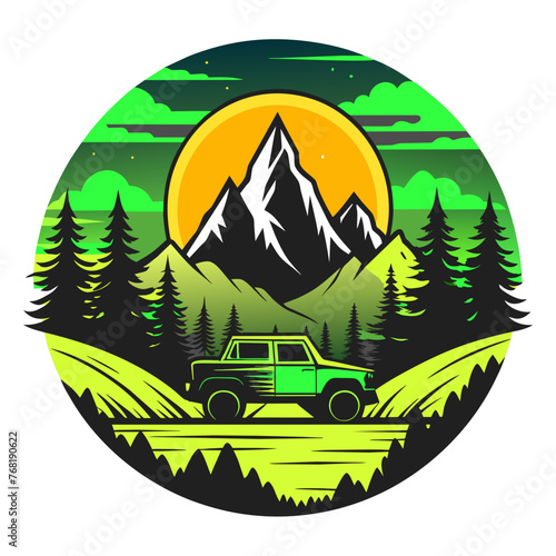 Epic Road trip Adventures: Mountain Travel Car T-Shirt Design
