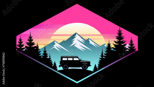 Journey to the Peaks: Travel Mountains Car T-Shirt Designs © Takshkumar