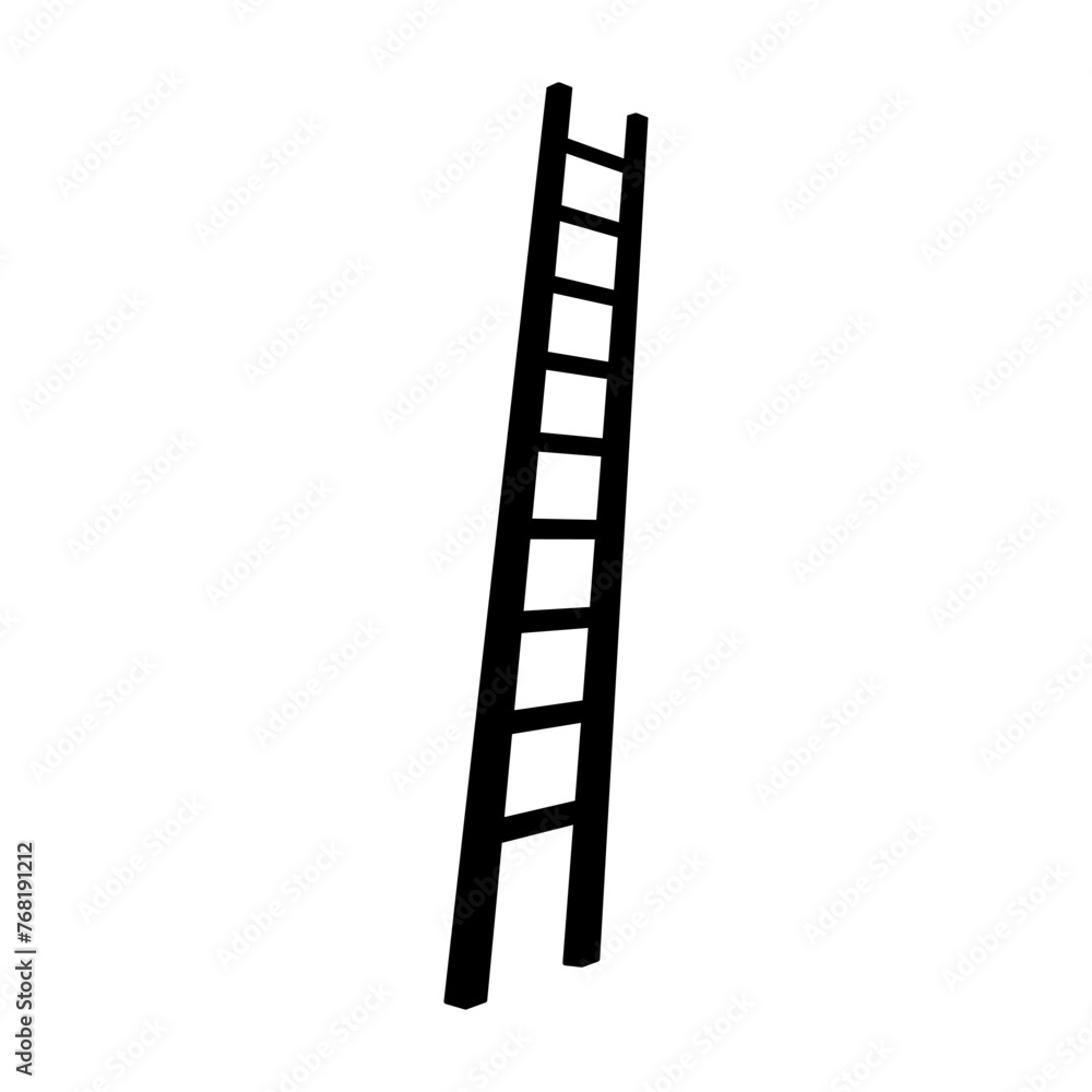 Extension ladder icon. Black silhouette. Vertical front side view. Vector simple flat graphic illustration. Isolated object on a white background. Isolate. Extension ladder icon. Black silhouette. Vertical front side view. Vector simple flat graphic illustration. Isolated object on a white background. Isolate.