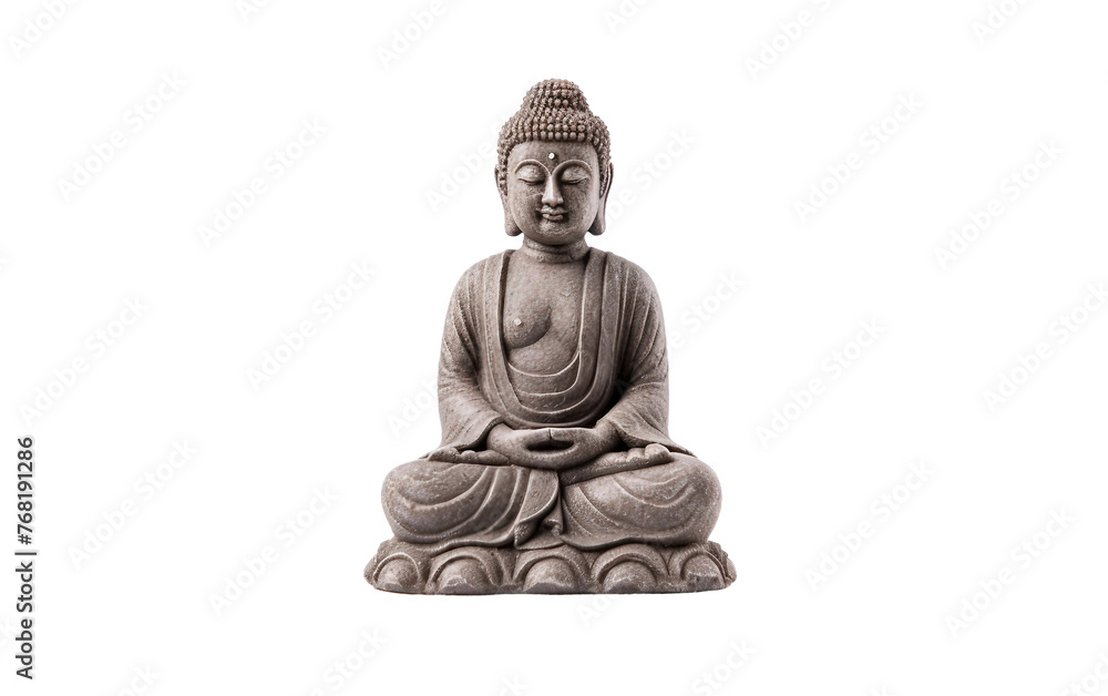 Zen Garden Stone Buddha Statue for Tranquil Decor Isolated On Transparent Background PNG.