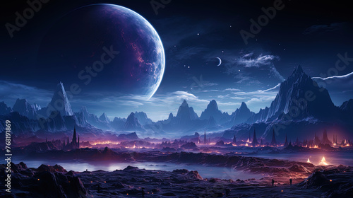 A planet with eternal ice and crystal mountains, like a frozen fairy tale in spa © JVLMediaUHD