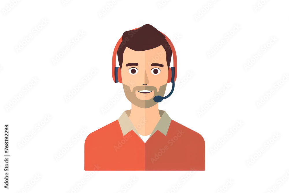 Icon of a man from a call center. Flat illustration on transparent background Icon of a man from a call center. Flat illustration on transparent background