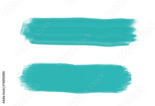 Set of vector paint brush stroke. Turquoise watercolor texture, background for social media. Brush highlight elements note underline isolated. Vector photo