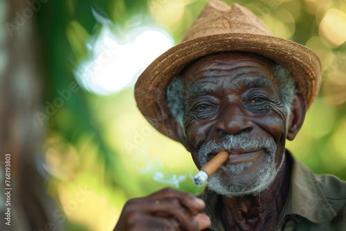 Senior African American man with cigar