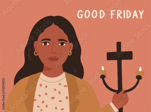 Reflecting on Resurrection and Harmony. A Vector Flat Illustration Theme for Good Friday.