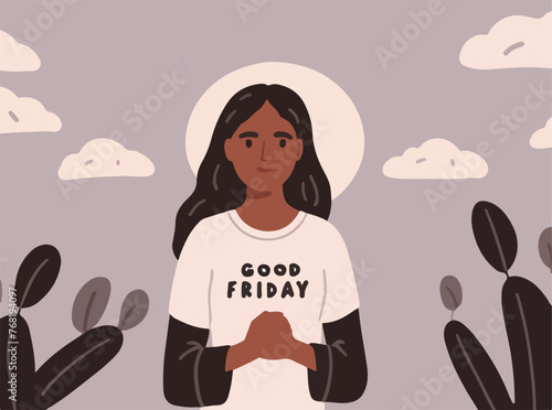 Reflecting on Resurrection and Harmony. A Vector Flat Illustration Theme for Good Friday.