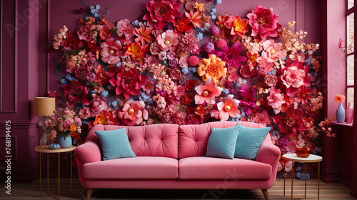 Symphony of flowers and shades on the wall, like a magical sight, created by skill and inspirati