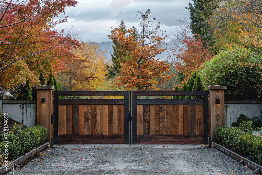 Obraz premium Wide double-leaf gates for vehicles