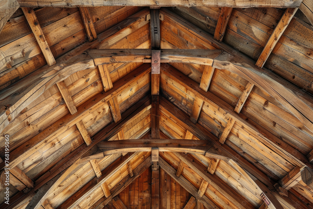 Wooden roof frame of a country house