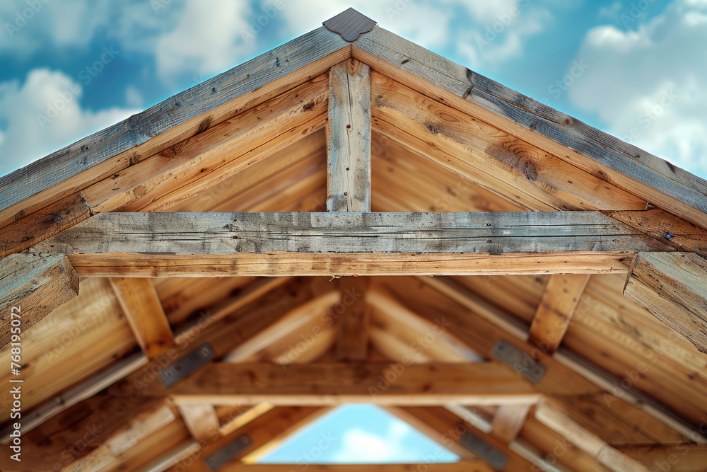 Wooden roof frame of a private house
