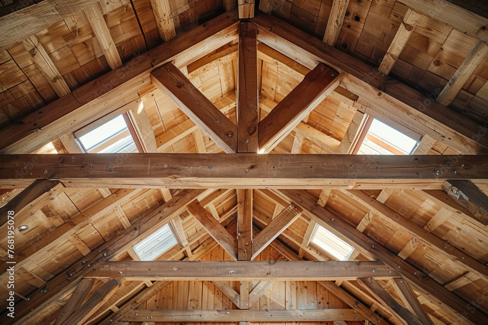 Wooden roof frame of a private house