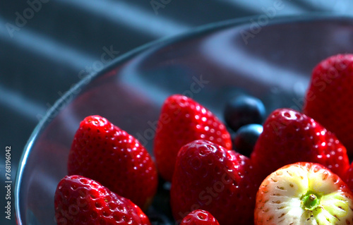 Fresh Berries in Glass Bowl