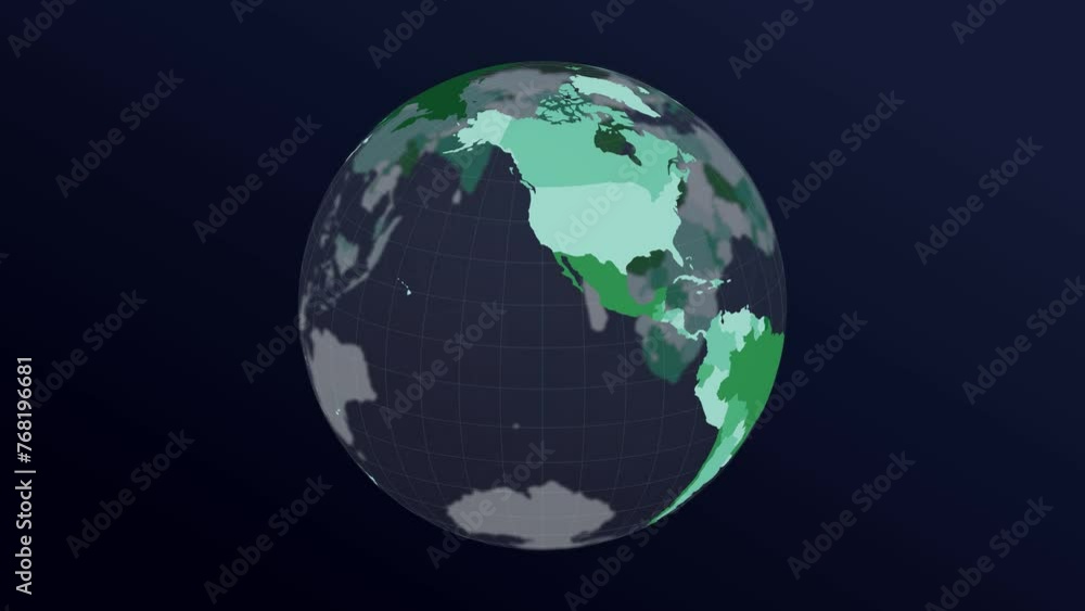 The globe with world map. Dark translucent earth planet in blue-green colors rotating. Second turn changes colors to red hues. 4k amazing loop animation. The globe with world map. Dark translucent earth planet in blue-green colors rotating. Second turn changes colors to red hues. 4k amazing loop animation.