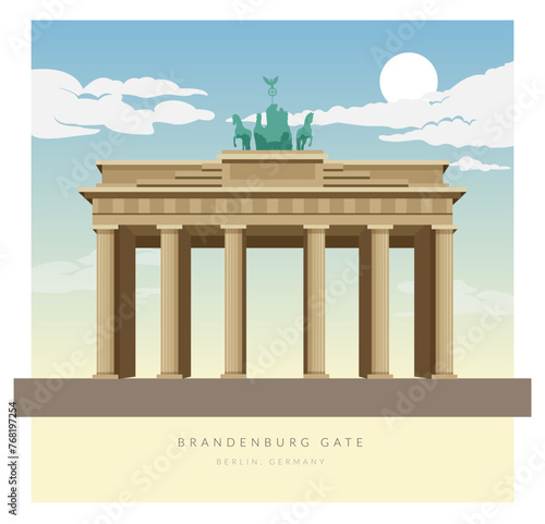 The Brandenburg Gate - Pariser Platz , Berlin, Germany - Stock Illustration