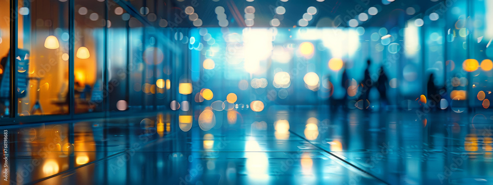 Obraz premium Realistic Office Environment with Bokeh and People Working 