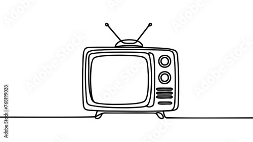 Continuous line drawing of Retro TV on white background.