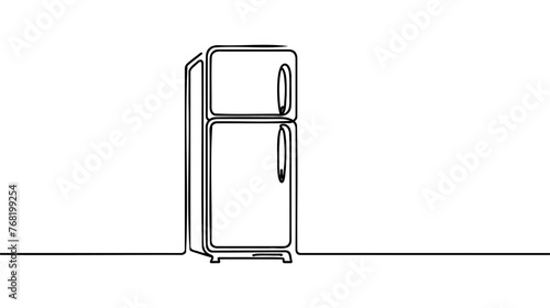 One single line drawing of refrigerator home appliance. Electricity kitchenware tools concept. Dynamic continuous line graphic draw design illustration.