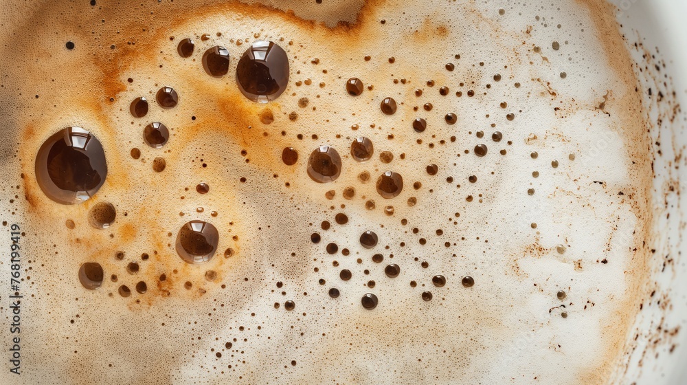 Close up image of hot coffee in white muck, creamy coffee foam texture backgrounds. Close up image of hot coffee in white muck, creamy coffee foam texture backgrounds.