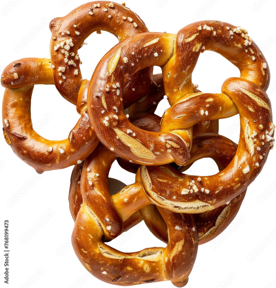 Assorted salty pretzels with crunchy texture, cut out transparent Assorted salty pretzels with crunchy texture, cut out transparent