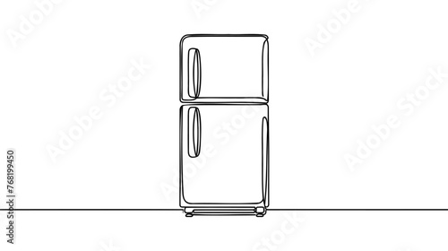 One single line drawing of refrigerator home appliance. Electricity kitchenware tools concept. Dynamic continuous line graphic draw design illustration.