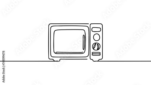 One continuous line drawing of stove microwave oven electric home appliance. Electricity household gadget template concept. Trendy single line draw design vector graphic illustration