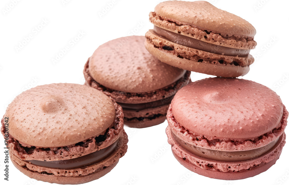 Assorted macarons in classic flavors isolated, cut out transparent