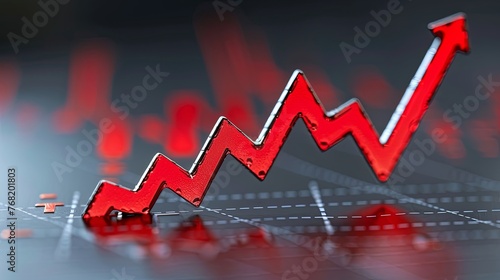 Illustration of a red arrow growing upwards symbolizing growth in the financial market.