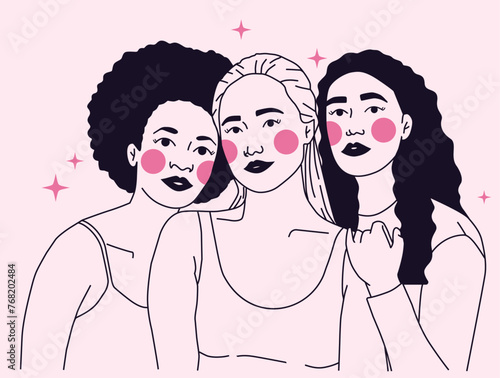 Three women vector illustration