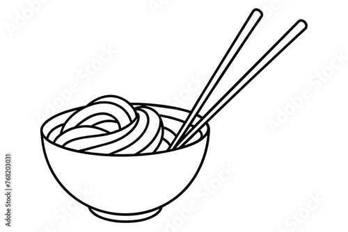 Noodle with chopstick line art vector illustration