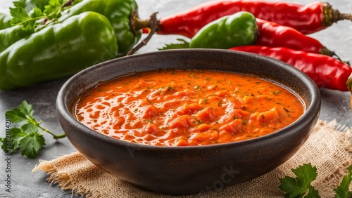Chilean Pebre Hot Sauce in a bowl photo