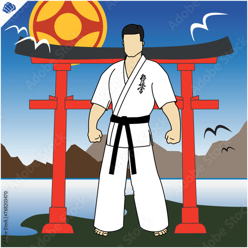 Karate fighter in kimono.