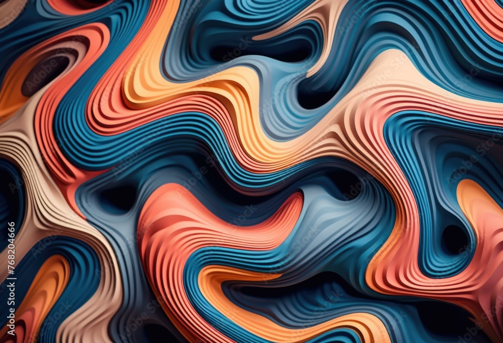 Obraz premium A colorful abstract pattern of waves on a background. Generative AI.